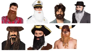 Fake Moustache Stick On Novelty Joke Beard Halloween Fancy Dress for Men &Women - Picture 1 of 15