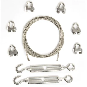 Alfa Logistik Edelstahl Drahtseil - Set mit 6x Seilklemmen und 2x Spannschlösser - Bild 1 von 4