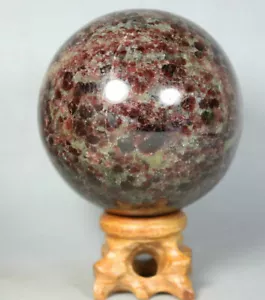 1.04lb Natural Almandine Wine Red Garnet Quartz Crystal Sphere Ball w/ Stand - Picture 1 of 11