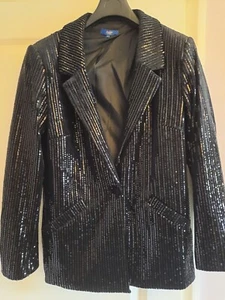 Womens Cotton Traders Black Velvet/Sequin Blazer NWOT Size 8 - Picture 1 of 5