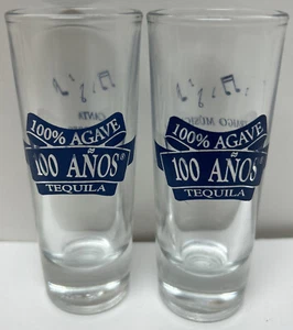 100 Anos 100% Agave Tequila Tall Shot Glass Set of 2 - Picture 1 of 4
