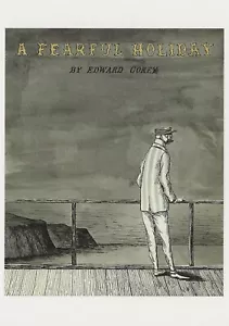 Ilustración de portada de postal Edward Gorey "A Fearful Holiday" COMO NUEVA sin usar - Imagen 1 de 1