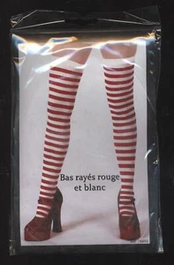 NEUF BAS UP RAYES ROUGE ET BLANC Mére Nöel Petit Chaperon Rouge déguisement - Picture 1 of 2
