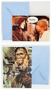Lot of 2 Star Wars Chewbacca Obi Wan Luke ShoeBox Birthday Cards Hallmark NEW - Picture 1 of 11