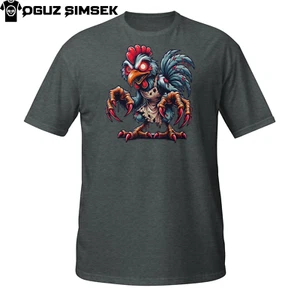 Angry Chicken T-Shirt | Crazy Zombie Rooster with Claws | Horror Hen Tee - Picture 1 of 33