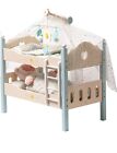 Wooden Doll Bunk Beds for 18 inch Dolls, 2-In-1 Baby Doll Cot Wooden Baby Toy