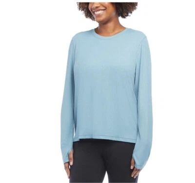 Camiseta Danskin Ultimate Rib Manga Larga AZUL HUMO Para Mujer Talla S/P (2) Foto 1 de 4