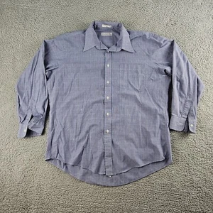 Camisa de vestir Christian Dior para hombre talla 17 32-33 azul a cuadros manga larga abotonada - Imagen 1 de 9