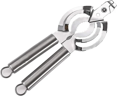 Apriscatole a Mano 4 in 1 Apribottiglie Multifunzione Ergonomico Manopola Acciai - Immagine 1 di 4