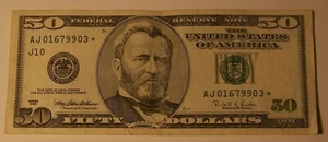 1996 Star Note $50 Note AJ01679903* Replacement Note, 50 dollar bill - Picture 1 of 2