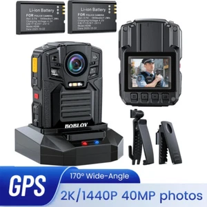 BOBLOV 2K Body Camera 1440P GPS Audio Video Police Camcorder 256/128GB 2X1950mAh - Picture 1 of 24