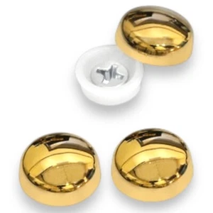POLISHED GOLD SHOWER METAL ELECTROPLATED SCREW COVER CAPS 6/8g CSK WASHER - Picture 1 of 1