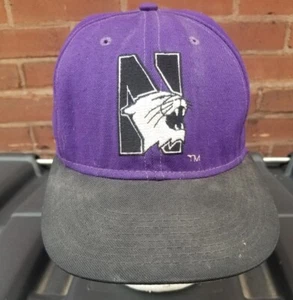 VTG Mens Evanston ILL Northwestern Wildcats Cap Hat Purple Black Fitted 7 3/8 - Picture 1 of 6
