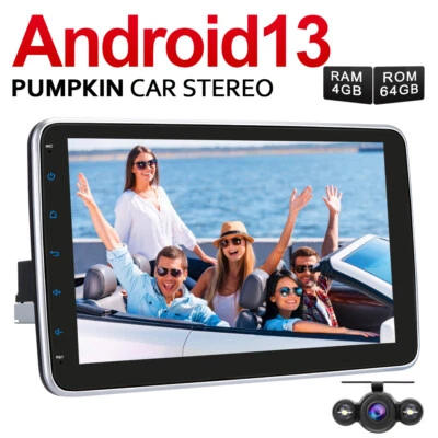Pumpkin 10.1" Android 13 Autoradio 1 DIN GPS Navi Bluetooth WiFi 4GB 64GB Kamera - Bild 1 von 4