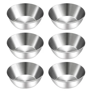 6 Pcs Stainless Steel Sauce Dishes Round Seasoning Bowls Mini Appetizer Plates S - Picture 1 of 7