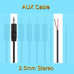 1 pieza 25 cm cable auxiliar de audio 2,5 mm enchufe estéreo macho de 3 pines cable hágalo usted mismo cable cola de cerdo negro - Imagen 1 de 3