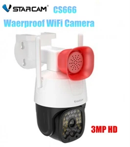Vstarcam CS666 3MP HD Waterproof WiFi Camera Red & Blue Light Alarm Security Cam - Picture 1 of 12