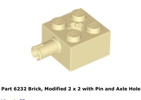 Lego 2x 6232 Tan Brick, Modified 2 x 2 with Pin & Axle Hole 10236 Ewok Village
