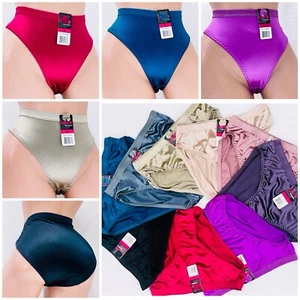 Womens Briefs 6/12 Bikini High cut Panties Wet lingerie Satin Silky Cool Lot 306 - Picture 1 of 14