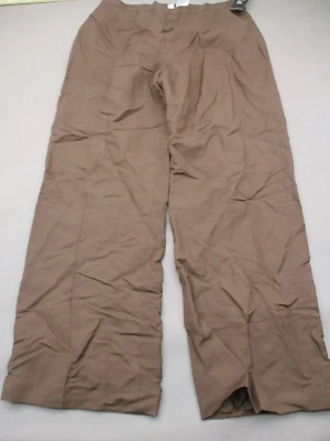 NWT Le Suit Size 12 Womens Brown Linen Blend Side Zip Stretch Dress Pants 980 - Изображение 1 из 4