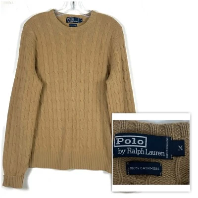Suéter Polo Ralph Lauren 100 % cachemir tejido con cable beige mediano de colección Foto 1 de 4