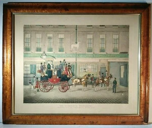 ANTIQUE HANDCOLORED ORIG ENGRAVING LISTED J POLLARD "CAMBRIDGE TELEGRAPH" FRAMED - Picture 1 of 11