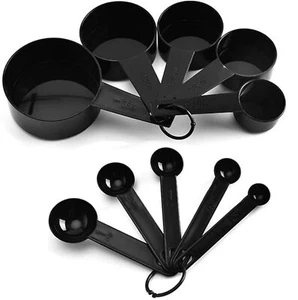10 Pack Plastic Measuring Cups and Spoons Set for Dry or Liquid Ingredients - Picture 1 of 8