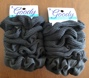 Goody Ouchless Black Hair Scrunchies Fabric Lot Of 2 - 16 scrunchies total
