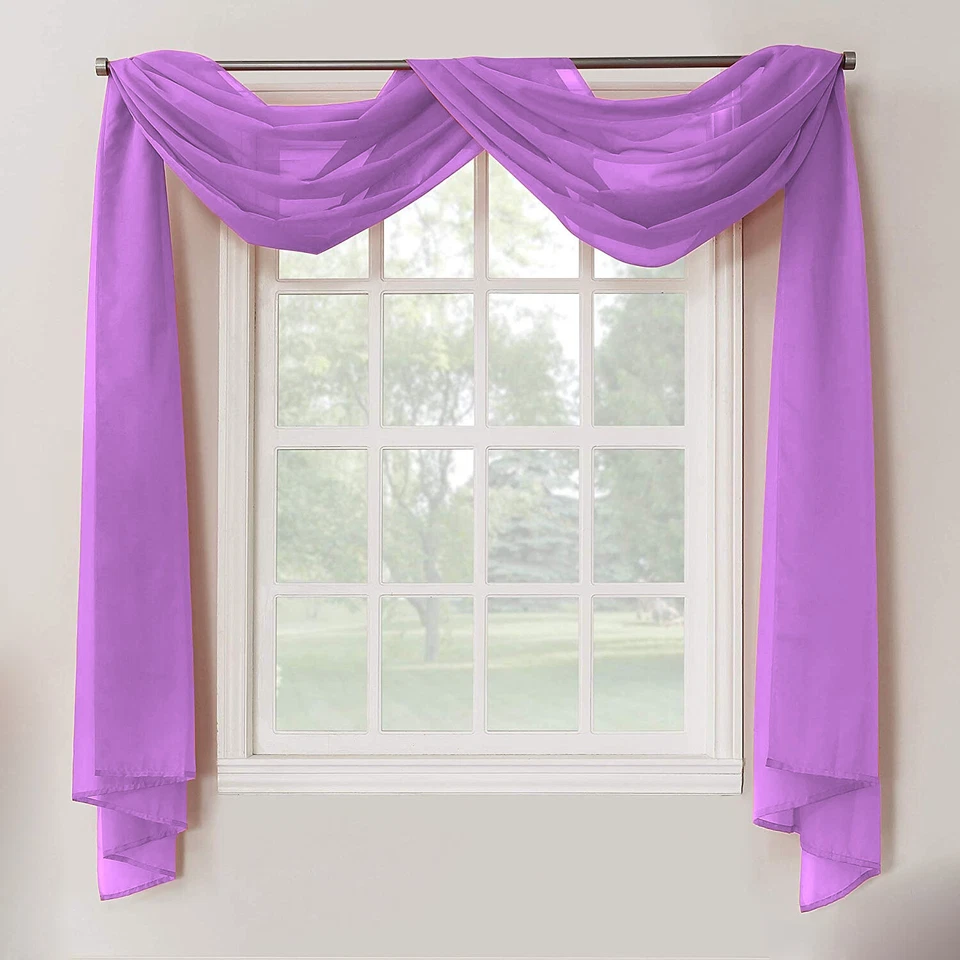 1 Pieza Voile Transparente Ventana Decoración del Hogar Completamente Dobladillo Bufanda Cenefa Swag Topper Foto 1 de 1