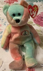 Beanie Babies PEACE Bear RARO-RETIRADO con múltiples errores de etiqueta - Imagen 1 de 9