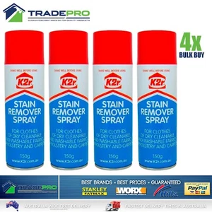4x K2R Stain Remover Spray H/Duty Clothes Fabrics Upholstery & Carpets 150g Cans - Picture 1 of 3