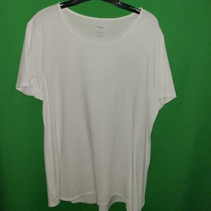9434) NWOT J JILL tall x-large Scoop Neck Elliptical Tee cotton top white TXL - Picture 1 of 7