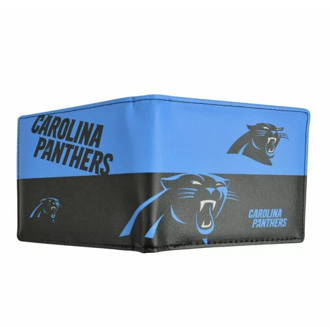 NFL Carolina Panthers Men's Printed Logo Leather Bi-Fold Wallet Cover