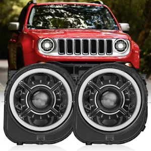 Super Bright Headlight For 2015-2021 Jeep Reneagde Conversion Kit Led DRL - Foto 1 di 7