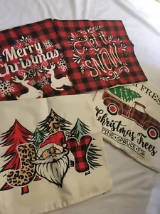 4Pcs Christmas Pillow Case Waist Throw Cushion Cover Sofa Home Office Xmas Decor - Picture 1 of 7