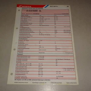 Inspektionsblatt Honda XLR 125 R Baujahr 1998 - Picture 1 of 1
