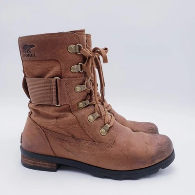 Sorel Women's Emelie Conquest Bootie Velvet Tan Leather Lace Up Women's Size 7.5 - Image 1 of 4