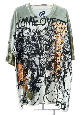 Ecko Unltd Militia Skull Trooper Gas Mask Soldier Tie Dye Shirt Green Men’s 2XL - Image 1 of 4