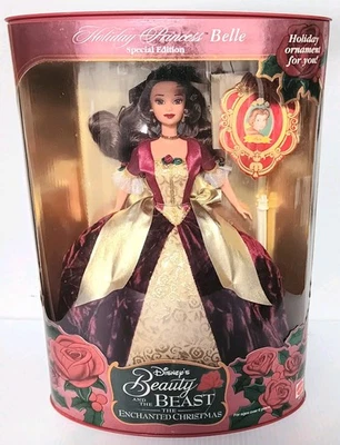 Muñeca Holiday Princess Belle Edición Especial 1997 Mattel 16710 Almacenada en Gabinete Foto 1 de 4