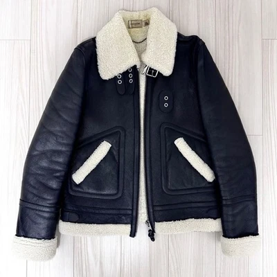 Coach Leather Jacket Men’s M Wool Lined Black/ Brown Used - Image 1 of 4