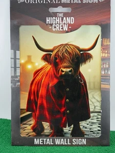 Highland Crew 8" x 6" Metal Wall Sign ~ Highland Coo (Cow) Trainyard - Picture 1 of 2