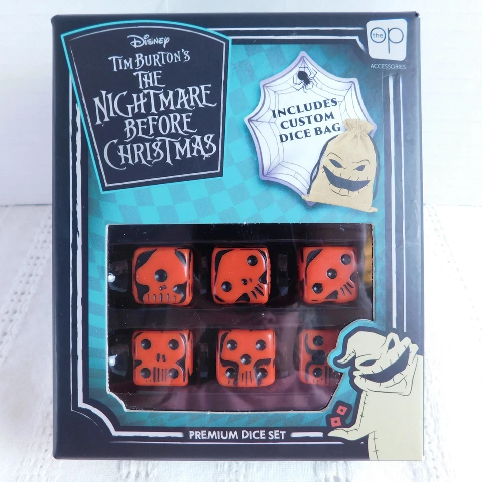 Juego de dados premium Pesadilla antes de Navidad con bolsa Disney rojo acrílico Oogie NUEVO Foto 1 de 4