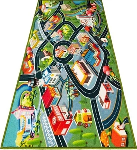 Kids Car Rug Play Mat - Vibrant Large, Red, Green , Yellow, Blue, Grey, Black - Picture 1 of 5