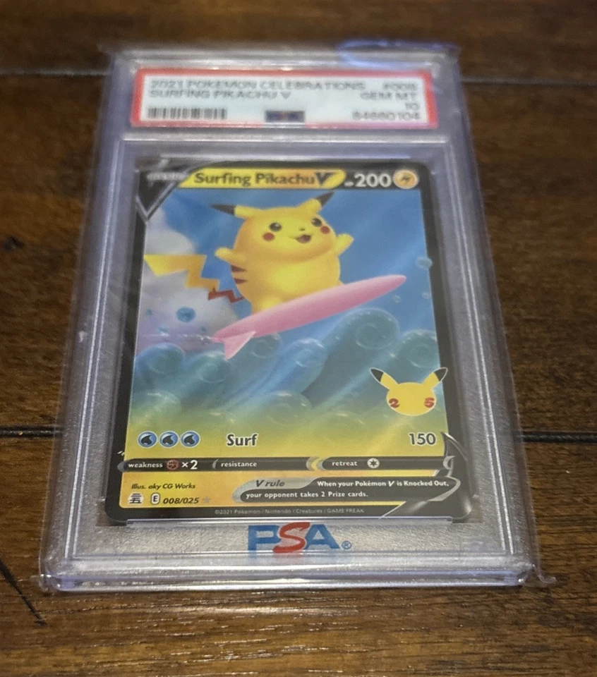 2021 POKEMON CELEBRATIONS #008 SURFING PIKACHU V PSA 10 - Image 1 of 1