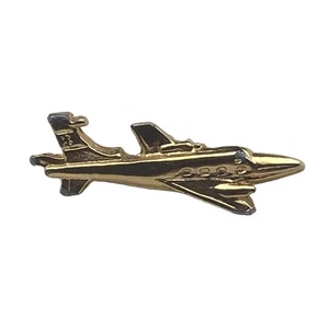 Flugzeug Pin Klein Düsenflugzeug Privatflugzeug goldfarben Vintage - Bild 1 von 8