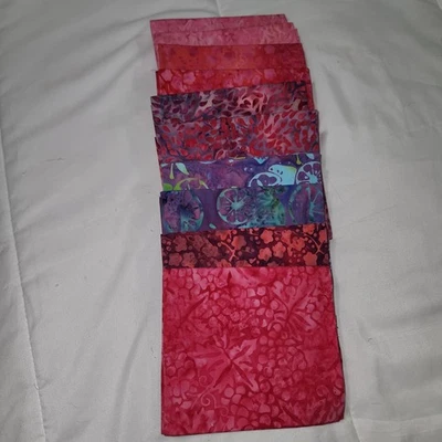 Batik Cotton Fabric Lot of 10 Ea 17.5 x 22 Inches Beautiful Vibrant Colors New - Image 1 of 4