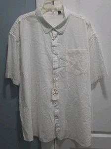 NWT J VER HOLIDAYS Mens 4X 4XL Ivory White Short Sleeve Button Down Shirt - Picture 1 of 3
