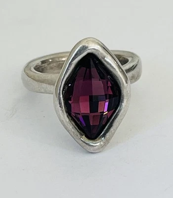 Uno De 50 Purple Elements Crystal Silver Statement Ring 7 - Image 1 of 4