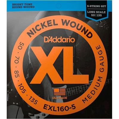 D'Addario EXL160-5 XL 5 cuerdas bajo regular/largo juego de cuerdas Foto 1 de 4