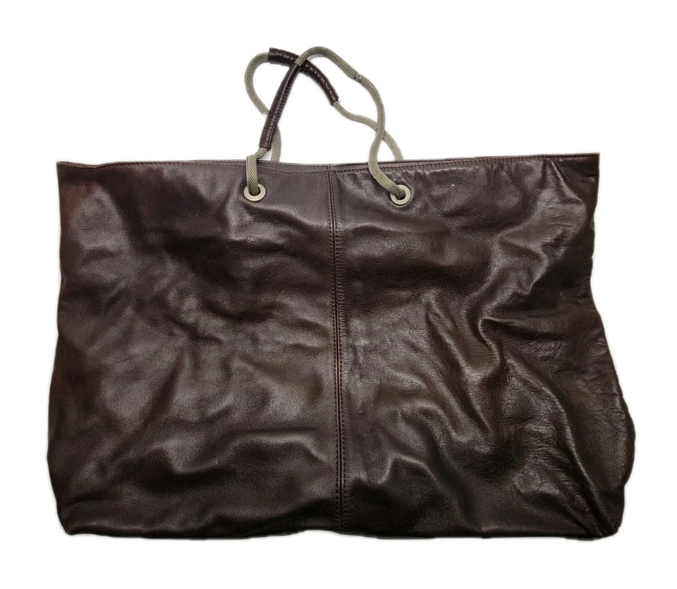 Barneys Нью-Йорк большой кожаный сумка с короткими ручками коричневый веревки ручки минималистский покупатель - Изображение 1 из 4
